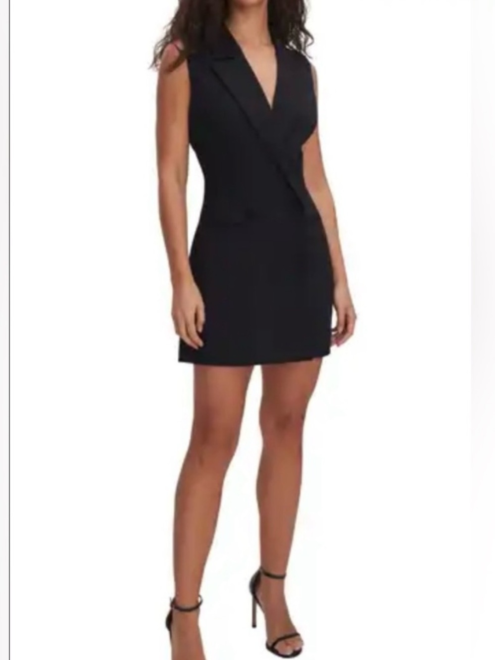 Good American Luxe Suiting Mini Dress - Black Sleeveless Blazer Mini Dress XS